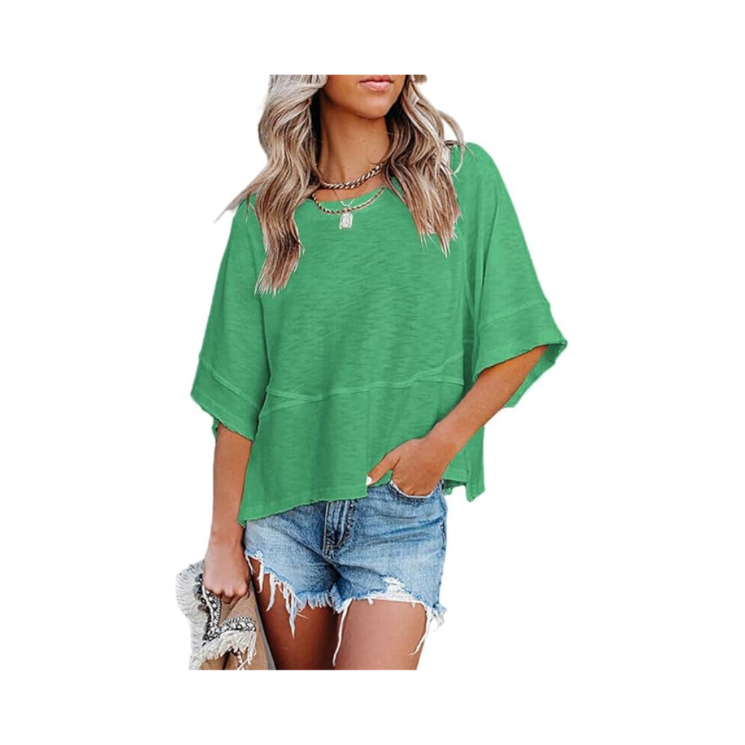 Roomheatpro Women's Summer Casual Crewneck Batwing Half Sleeve T-Shirts
